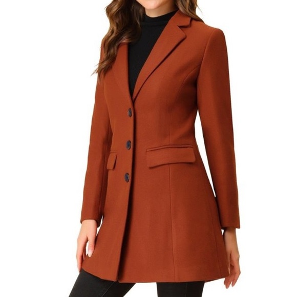 Allegra K Women's Notched Lapel Single Breasted Outwear Winter Coat Size… - Picture 2 of 12